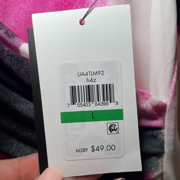 DKNY Pink and Black Sleeveless Wrap Blouse sz L - Picture 2 of 5